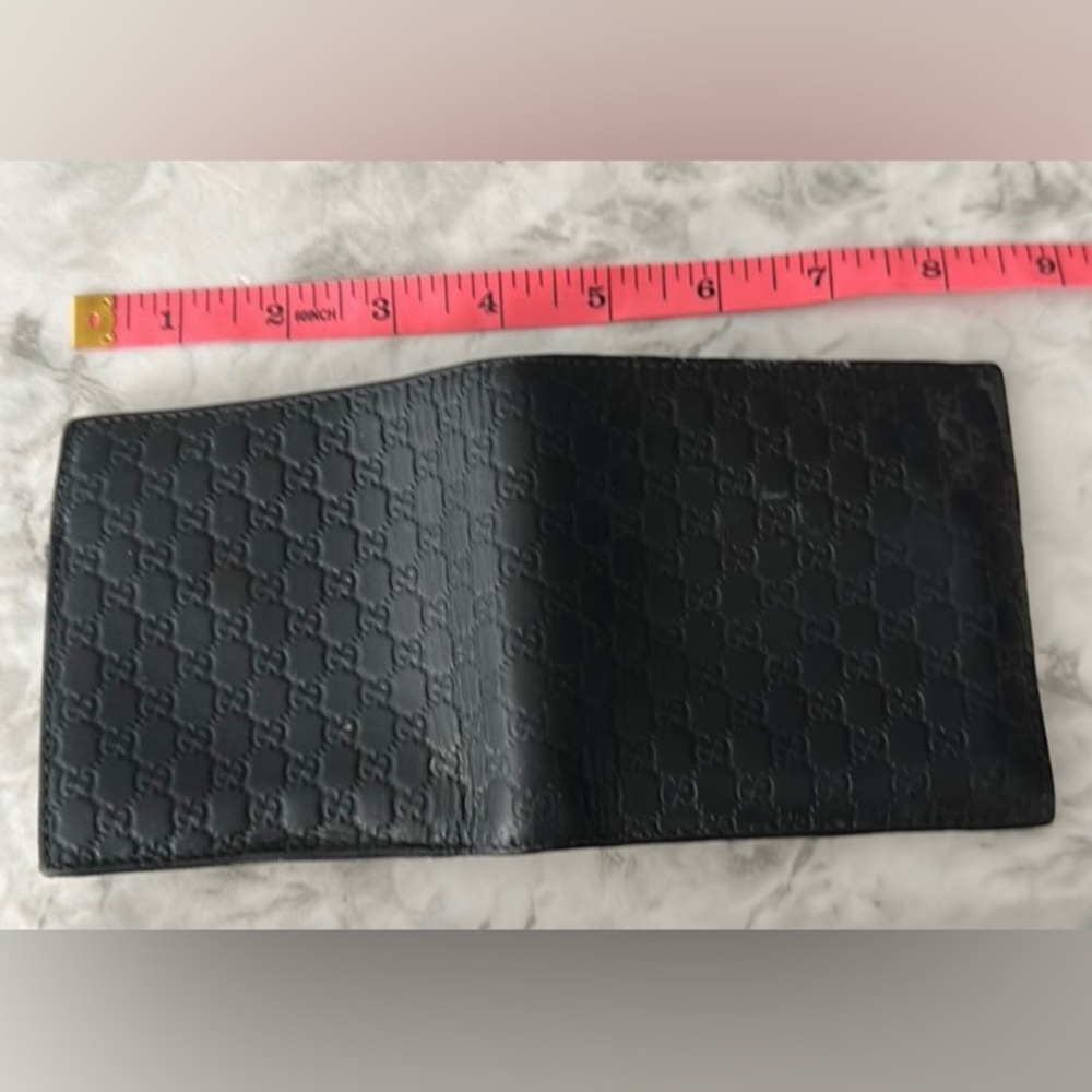🔥GUCCI🔥 Micro Guccissima GG Black Leather Bi-Fold Wallet - Picture 7 of 14